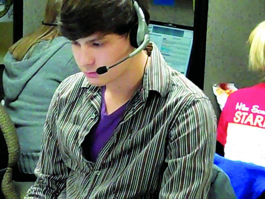 UNA junior Devin Kennamer (above) calls alumni and friends of the university to raise funds for scholarships during the Smile and Dial phonathon.
