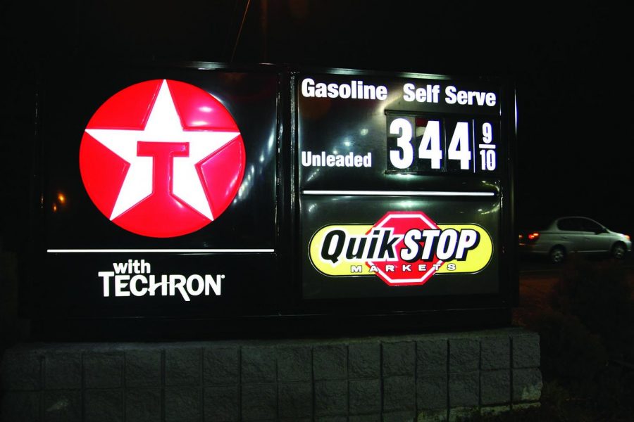Texaco on Royal Avenue in Florence shows regular unleaded gas at $3.44 a gallon March 6. The average cost of gas in Alabama was $3.41 Tuesday.
