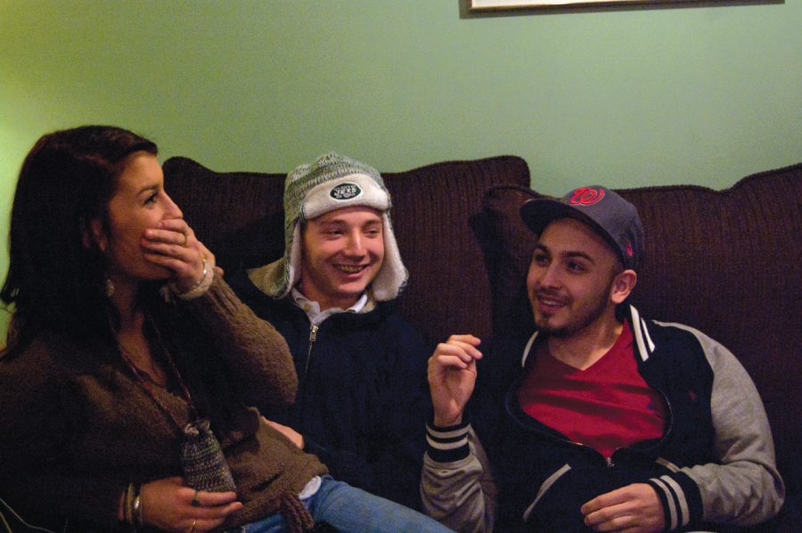 Meghan Baucum, Robert Schiavi and Brandon Shores sit together
and share laughs. Similar situations can cause confusion when
trying to understand and cope with “The Friend Zone.”
