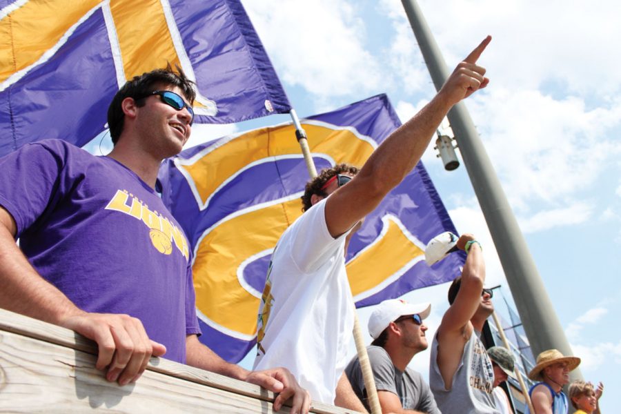 The Deckheads show their support during a UNA baseball game earlier this year.
