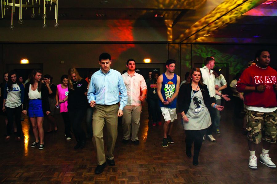 Students participate in the dance marathon in the GUC March 4. Assistant Director for Greek Affairs DeAnte’ Smith said he was disappointed in the turnout.
