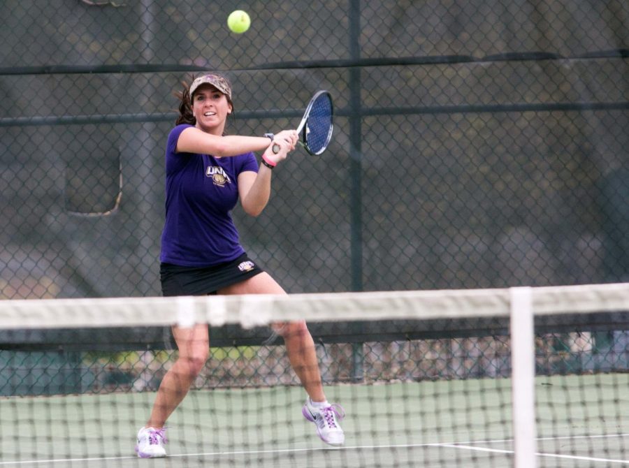 Mackenzie Bishop, daughter of UNA Tennis Coach Brice Bishop and UNA Athletic Hall of Fame member Carol Franklin, is a leader in both singles and doubles play on the Lions tennis team.
