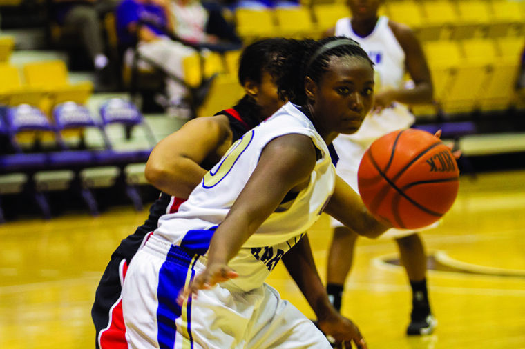 Lions forward Nichelle Fillmore looks for an opportunity to pass during a game last season against Valdosta State.