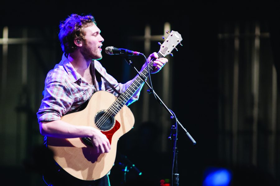 Phillip Phillips performs during the 2013 spring concert in Norton Auditorium.
