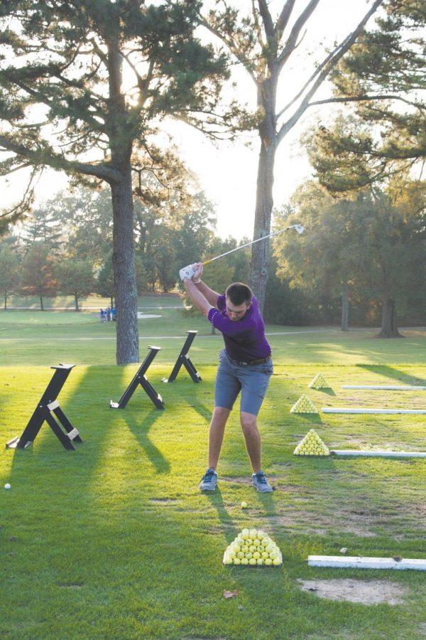 Junior Forrest Knight practices his swing technique at Turtle Point Golf Course. Forrest, who was named to the PING Division II All-American squad, hopes to maintain his status with a great 2015-2016 season.