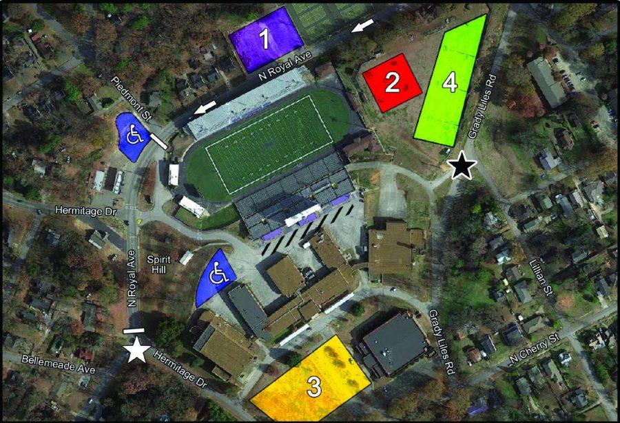 This map details the new parking options at Braly Stadium.