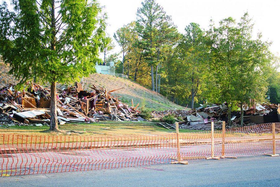 Debris lines Circular Road for construction of the new parking, Lot O.  The parking area will provide 215 parking areas for campus member, said Michael Gautney, assistant vice president for Facilities Administration and Planning, in an email.