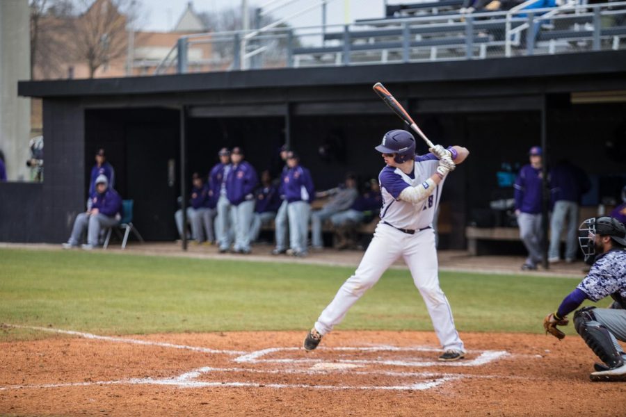 North Alabama junior first baseman Kyle Hubbuch readies himself to swing during a game in the 2016 season. Hubbach is one of 17 returners from last seasons team looking to make an impact in 2017.