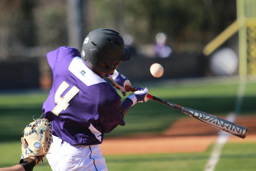 North Alabama junior outfielder T.J. Lockett swings away at a ball in the Lions game versus Shorter Feb. 26 at Mike Lane Field. The Lions maintained the top spot in the Gulf South Conference standings with a 2-1 home series win over rival West Alabama.