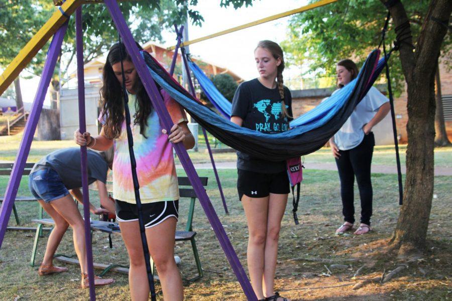 Students participate in last year’s Camping on Campus event. This is one of the many events taking place during UNA’s Mane Month.