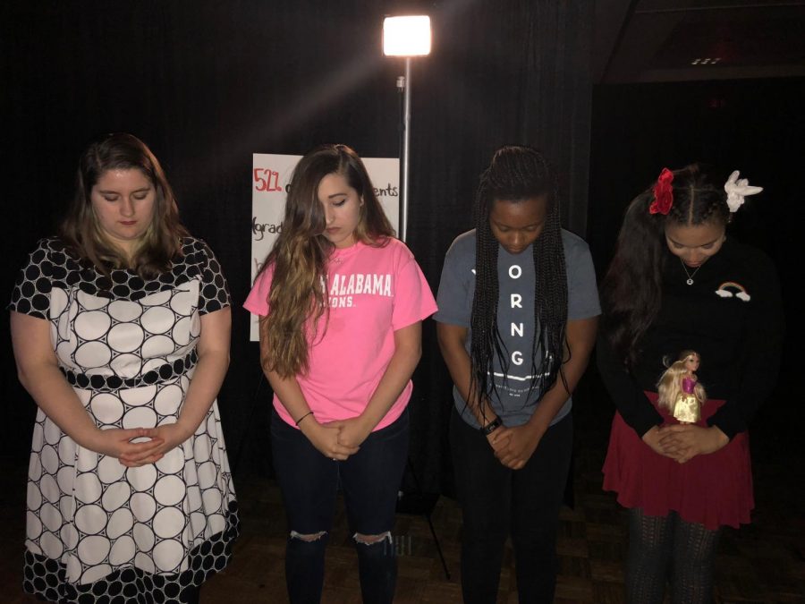 Actors portray oppressed women as part of the Office of Diversity and Institutional Equitys Tunnel of Oppression. The attraction, part of Diversity Education Week, used actors in various scenarios to represent different oppressed groups in an educational experience for learning about oppression.