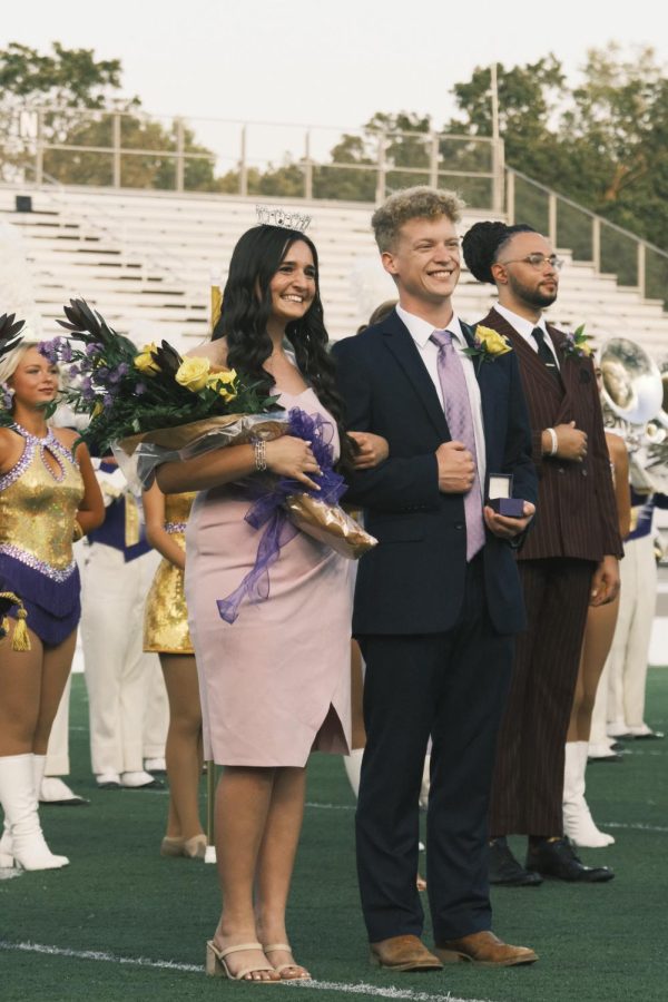 Senior Shana Melton of Killen, Ala., (left) and senior Josh Corbin of Gurley, Ala. (right) after being announced as Homecoming King and Queen. 