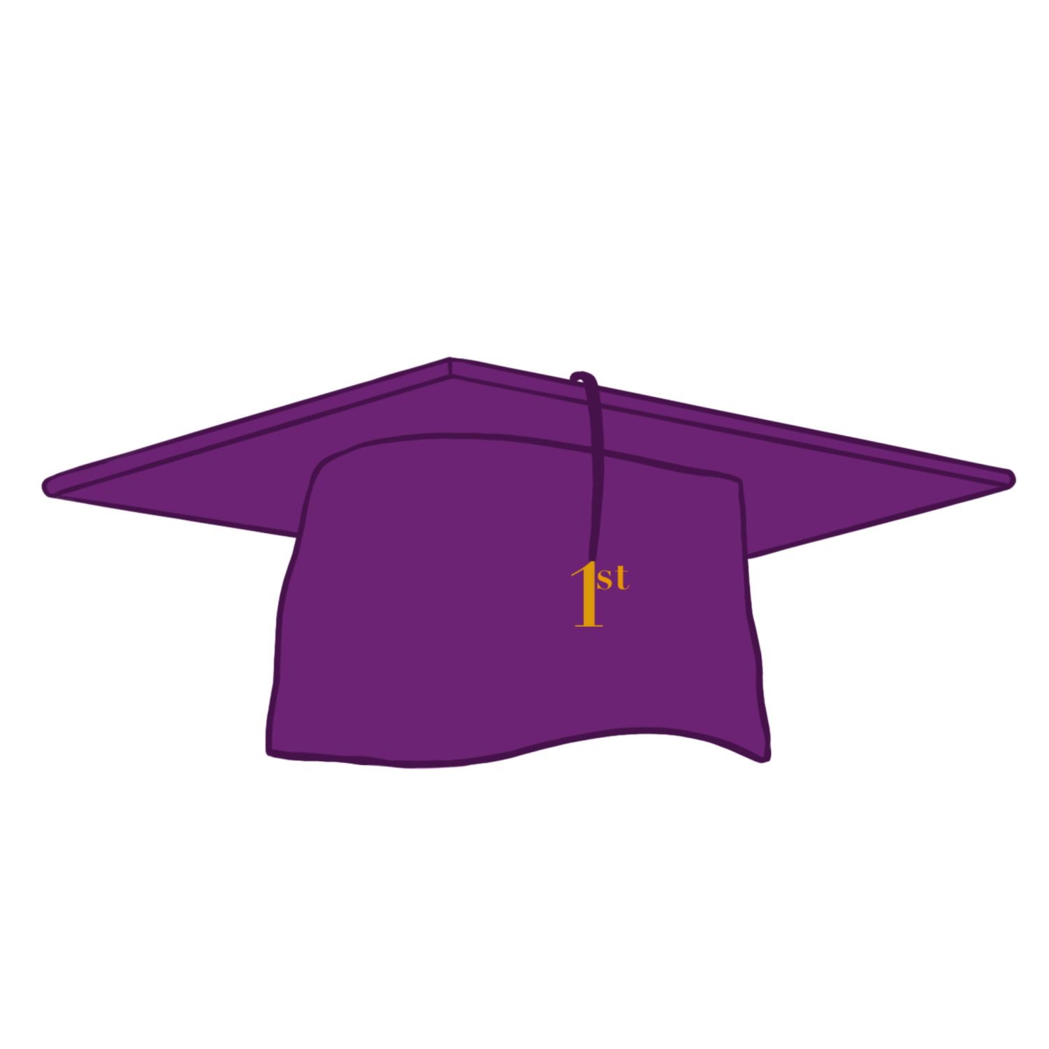 Number 3 Three with Student Cap on Isolated Background in Purple