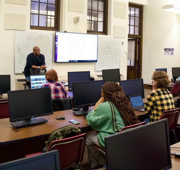 UNA professor Jason McCall teaches students in his publishing class.