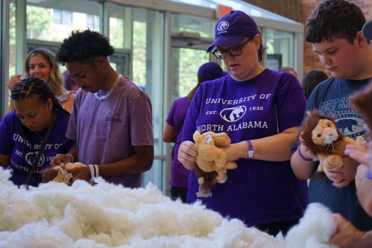 Families take part in "Stuff-A-Lion."