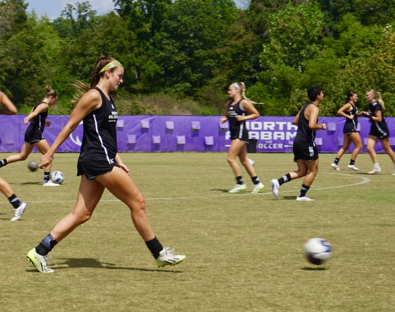 The Lady Lions practice in recovery and preparation.