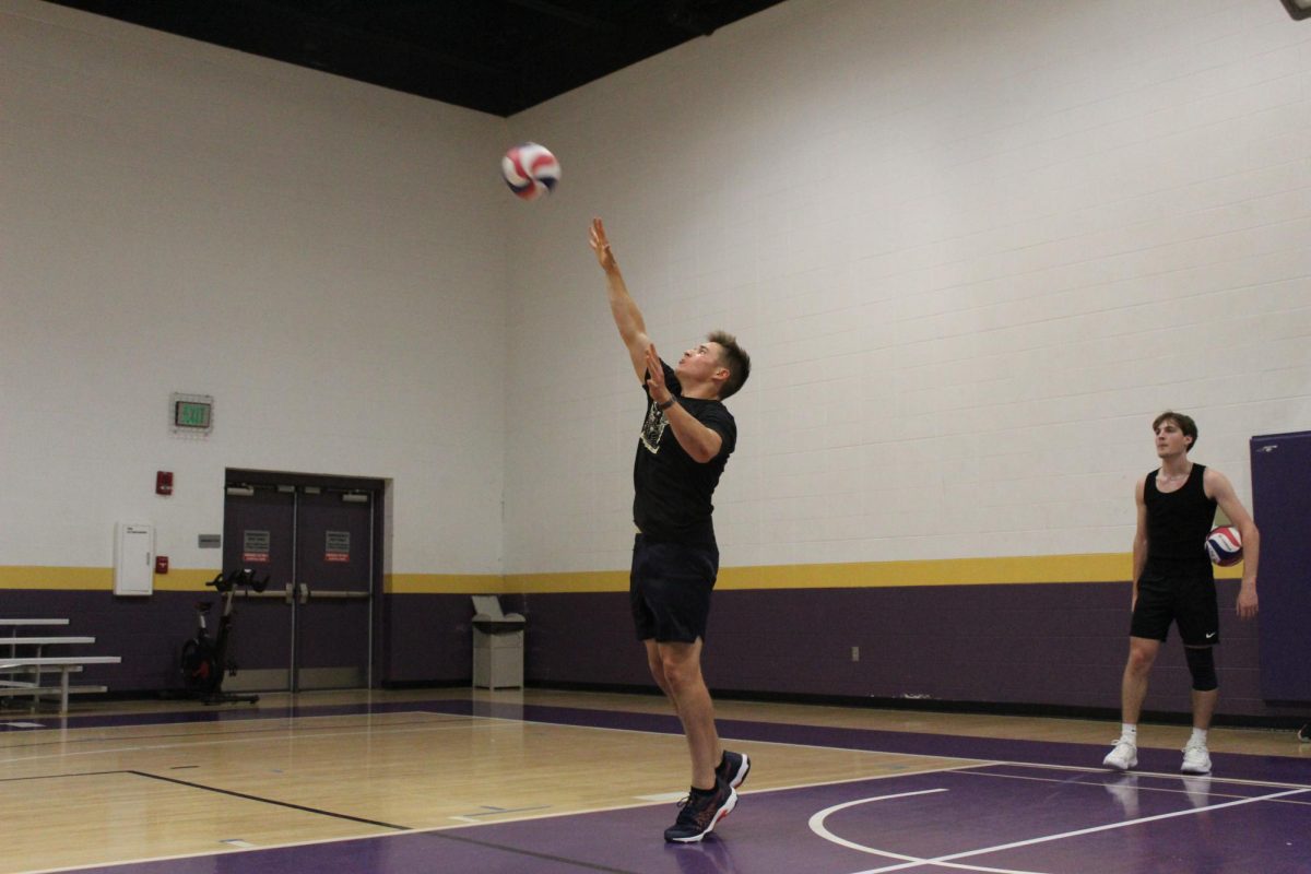 A player prepares to hit the volleyball.