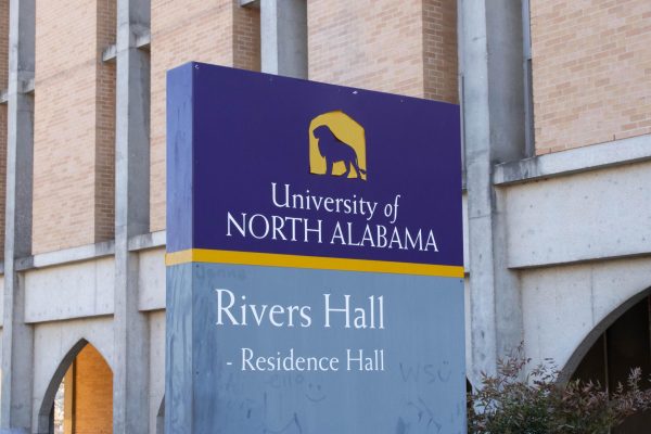 The sign outside of Rivers Hall dormitory.  