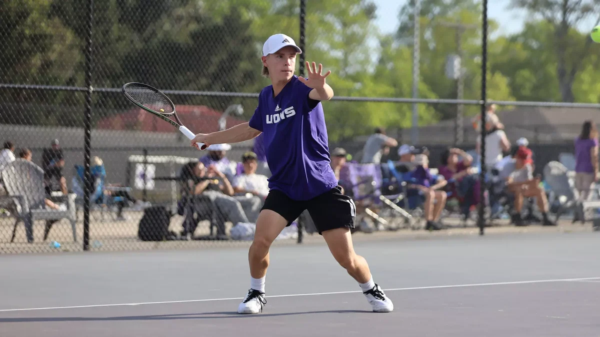 Lachlan Brain prepares a forehand return.