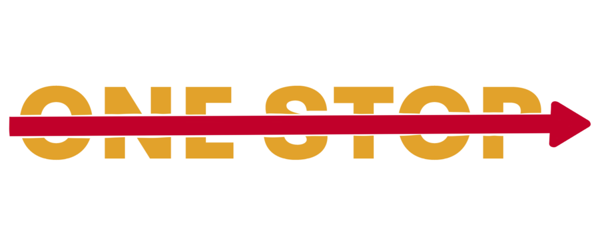 The words One Stop with an arrow through it.