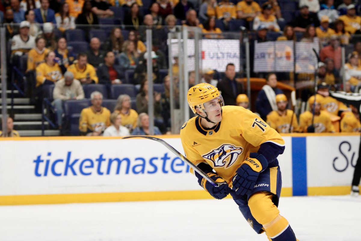Brady Skjei, #76, in action during the April 13th Sharks at Predators game. 